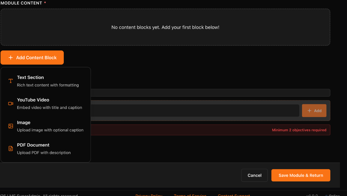 Step 2 — Module Content Blocks