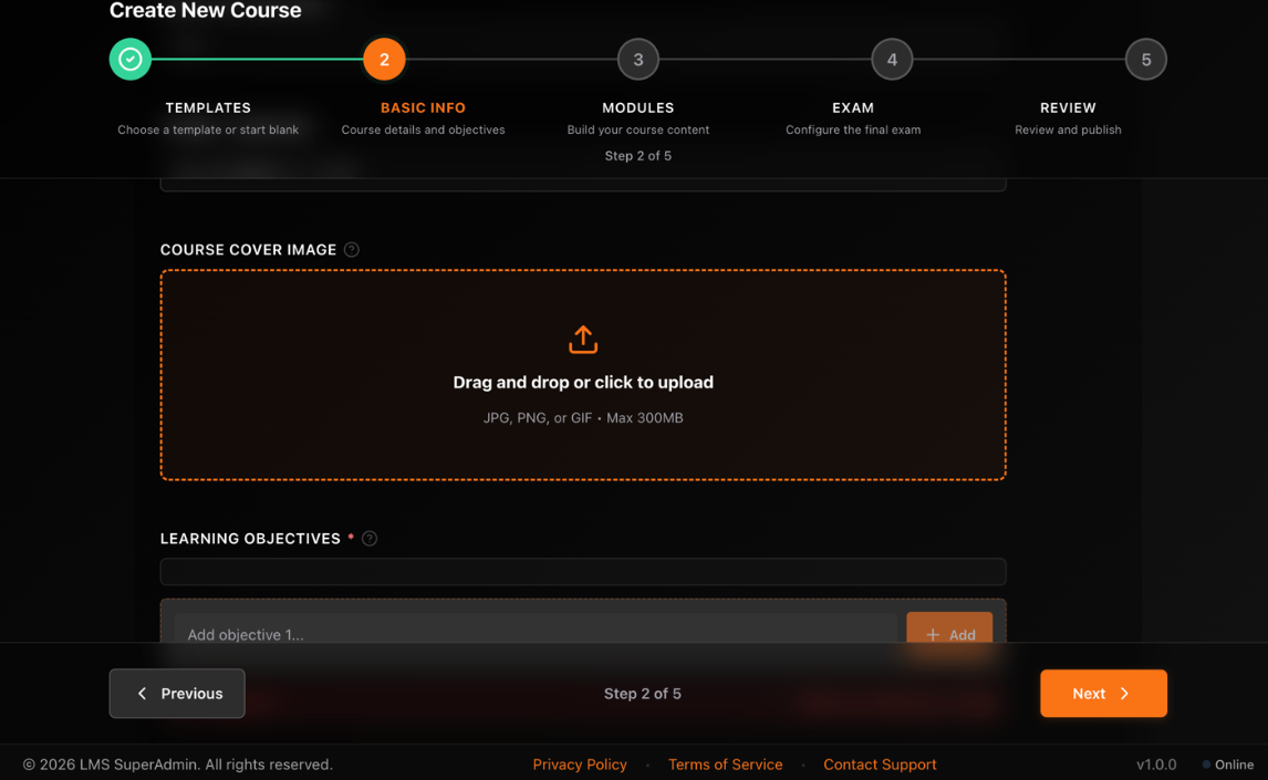 Step 1 — Optional Fields