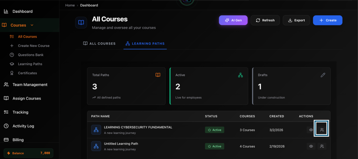 Assigning from Course Page